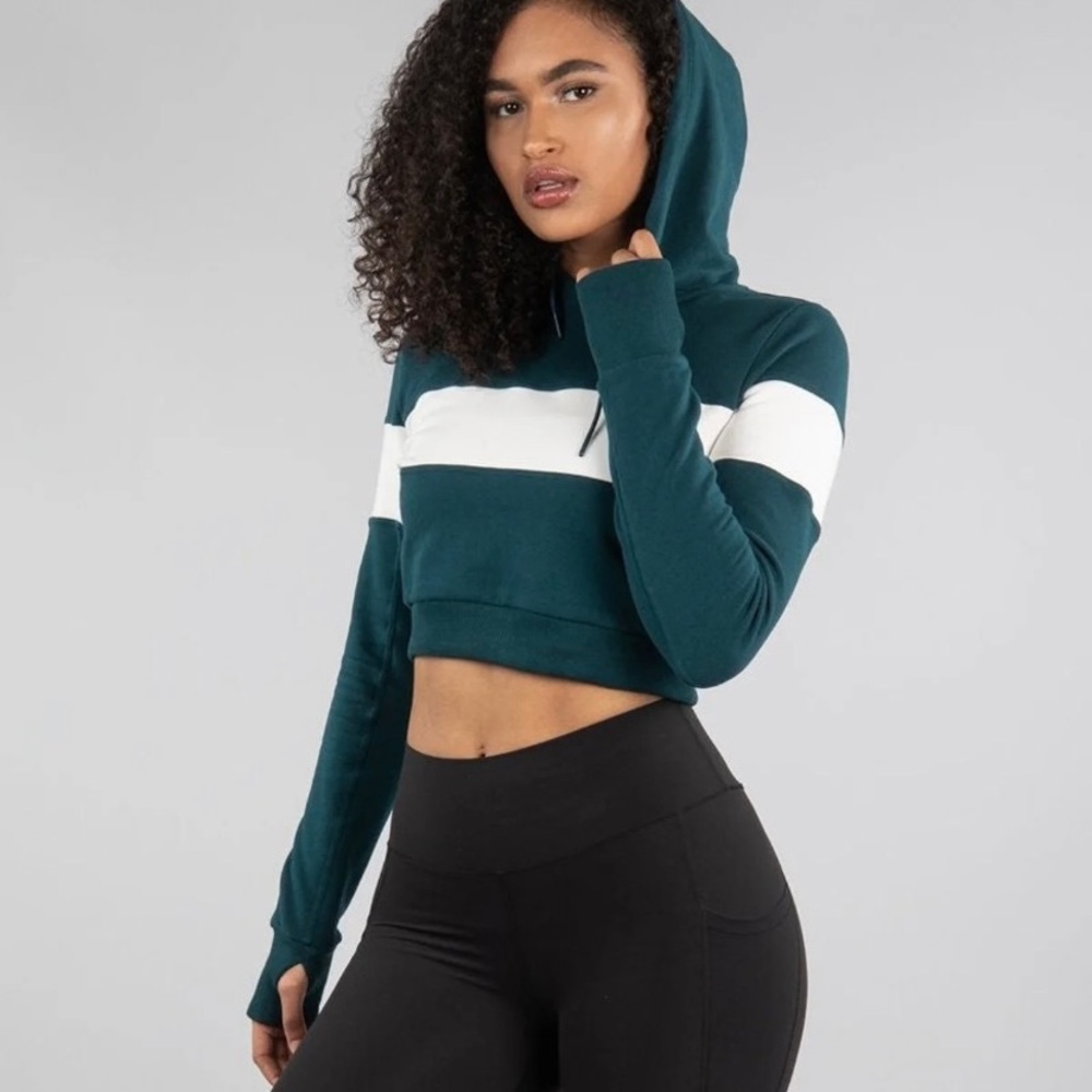 Buffbunny Teal Crop hoodie xs